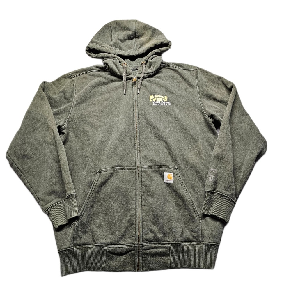 Carhartt Rain Defender Hoodie Mens M Green Fleece Lined Original Fit Full Zip